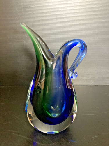 Vase pate verre bleu - verre,